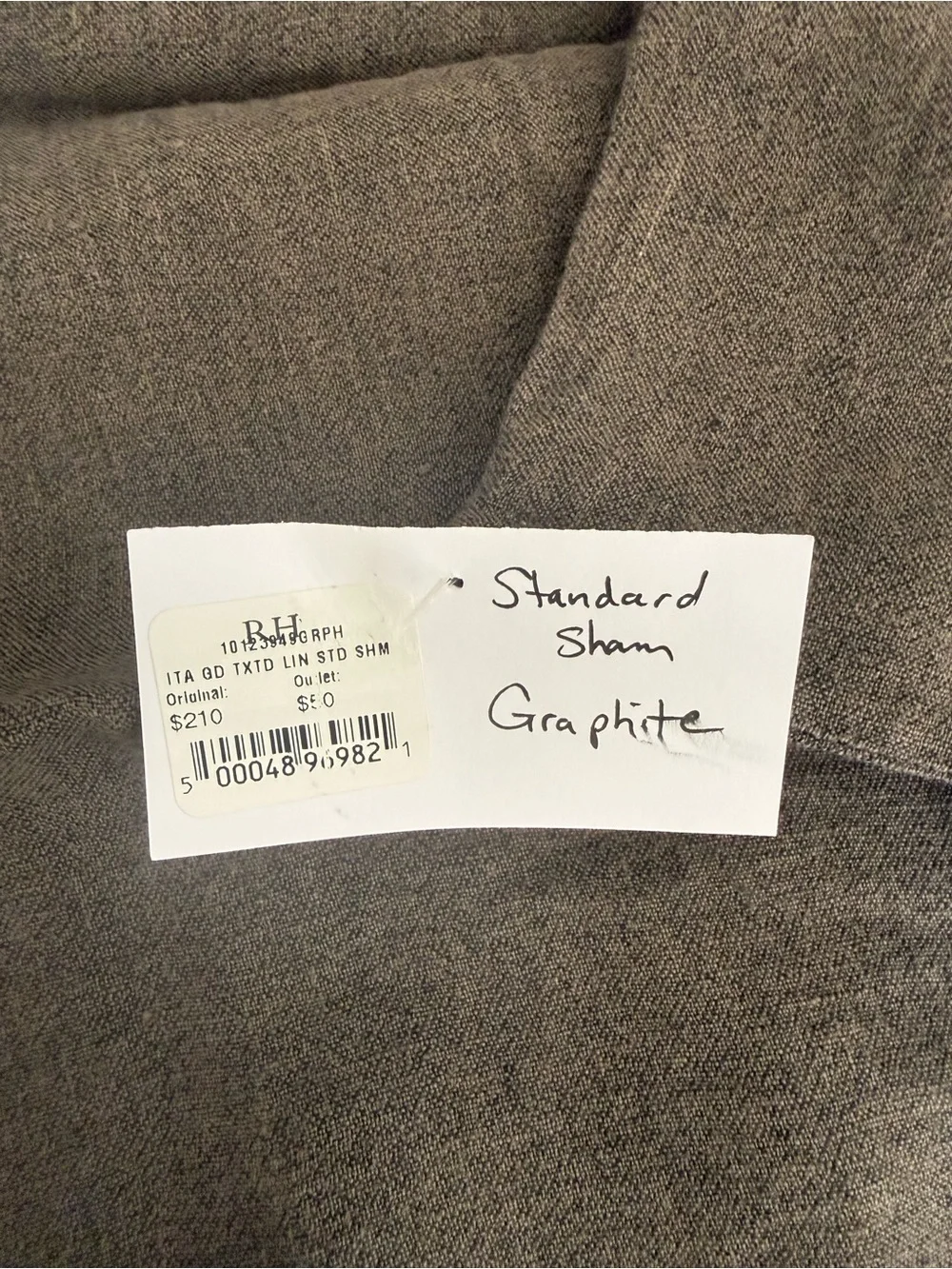 RH Italian Garment-Dyed Textured Linen Standard Sham Graphite